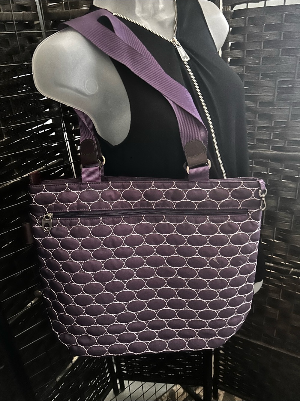 MOSEY by Bagolini Quilted Purple Tote /diaper Bag